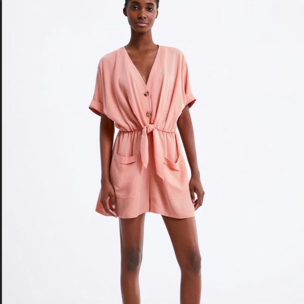 Zara short jumpsuit with tie